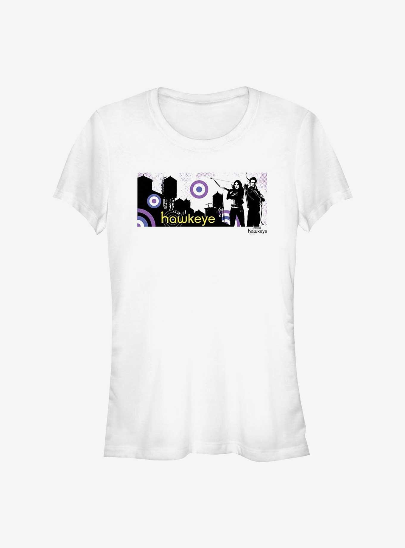 Marvel Hawkeye City Stencil Graphic Girls T-Shirt, WHITE, hi-res