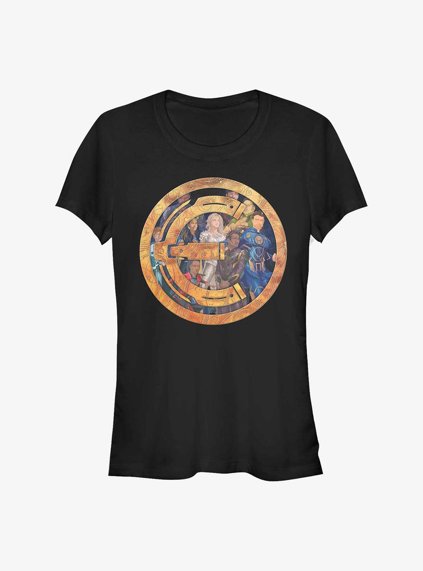 Marvel Eternals Eternals Badge Group Shot Girls T-Shirt, BLACK, hi-res