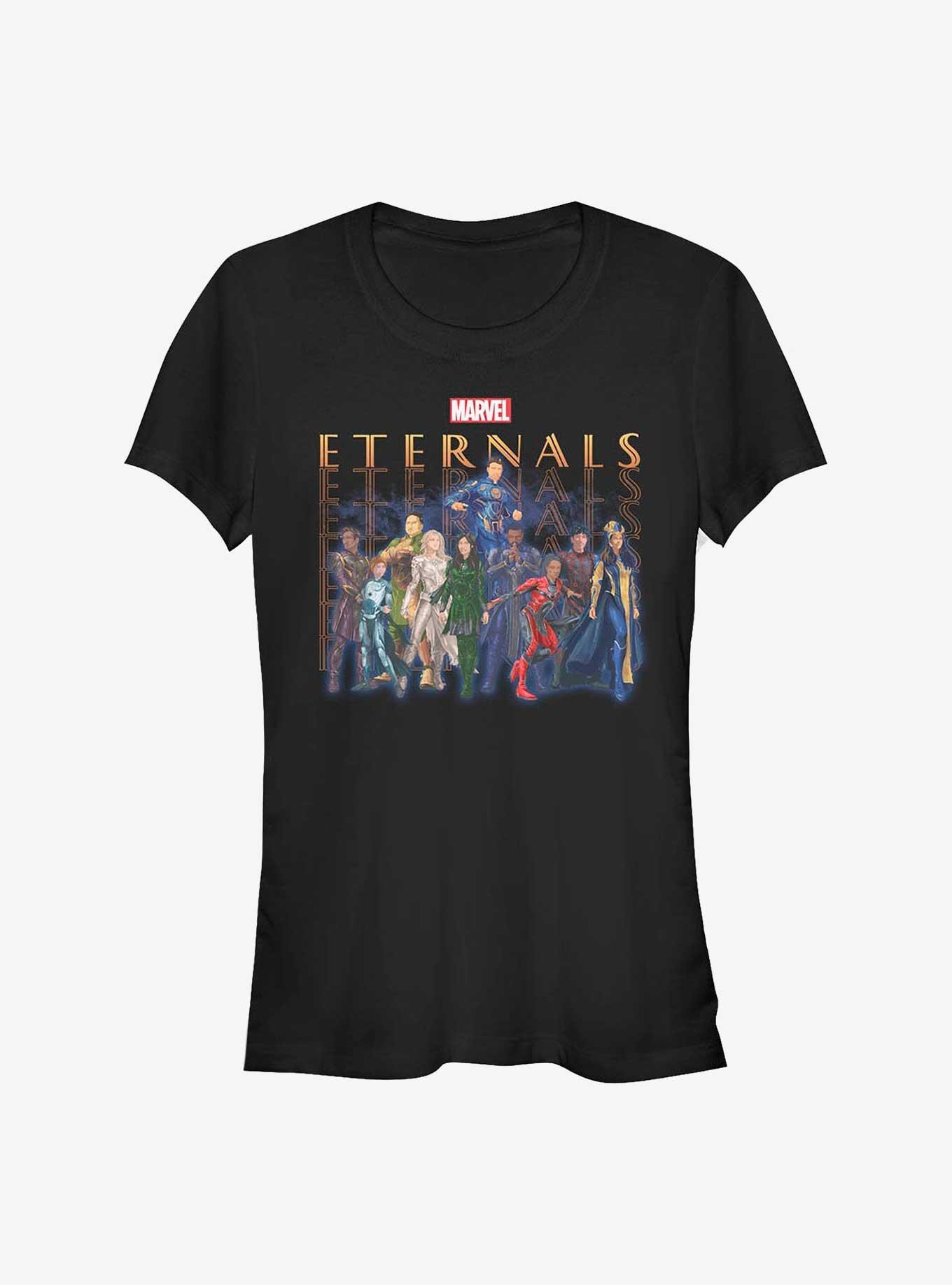 Marvel Eternals Eternals Group Repeating Girls T-Shirt, BLACK, hi-res view 1