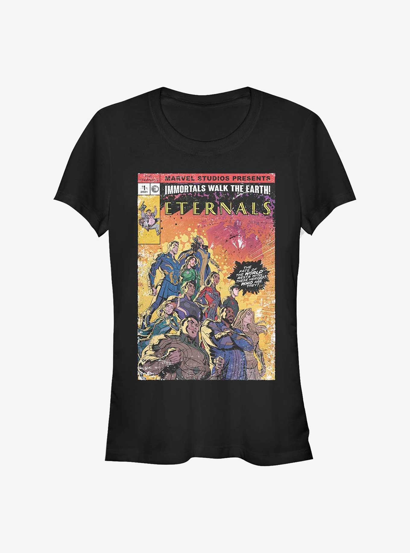 Marvel Eternals Vintage Style Comic Cover Girls T-Shirt, BLACK, hi-res