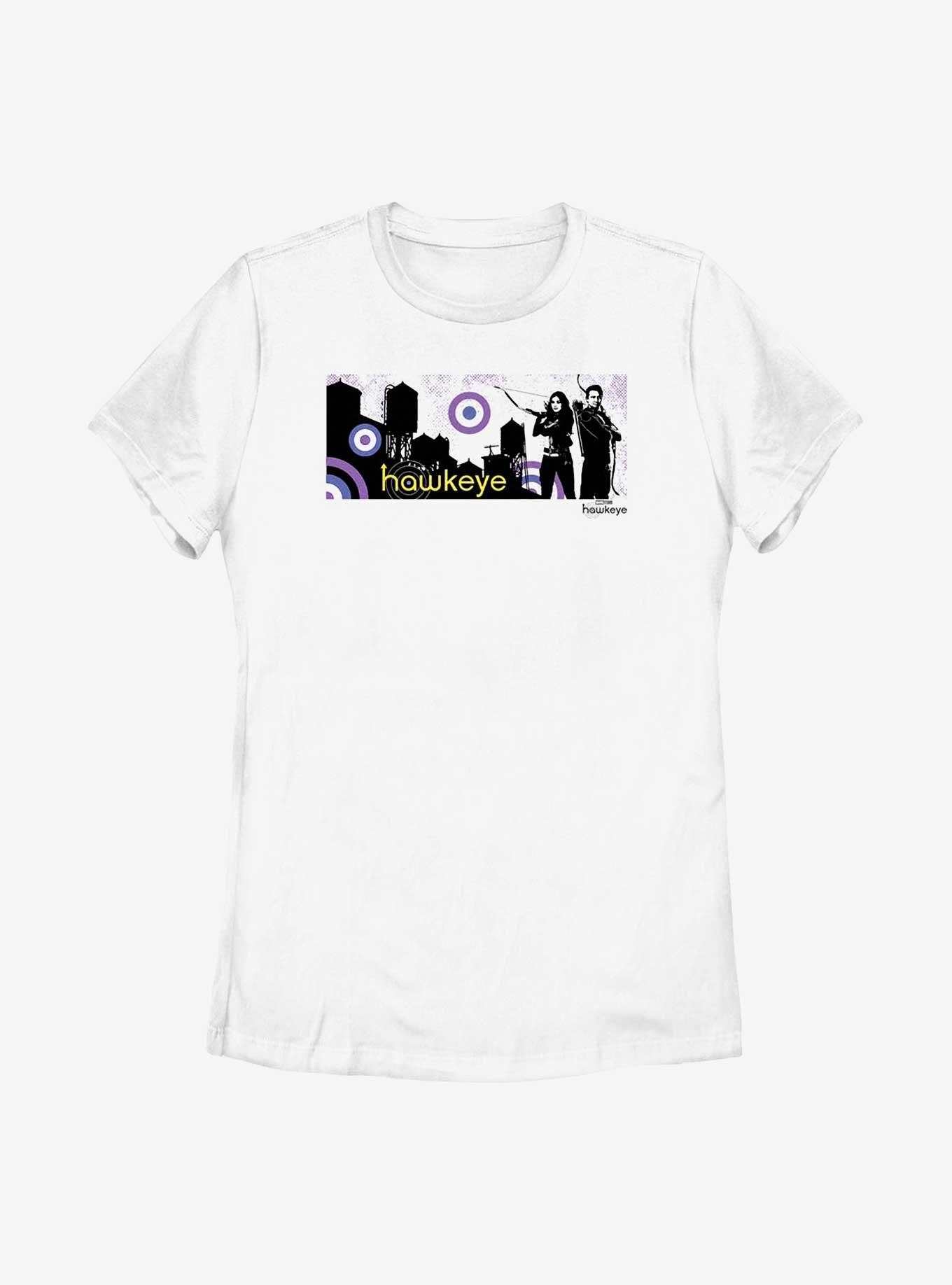 Marvel Hawkeye City Stencil Graphic Womens T-Shirt, , hi-res