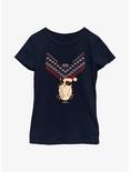 Marvel Hawkeye Cat Sweater Pattern Youth Girls T-Shirt, NAVY, hi-res