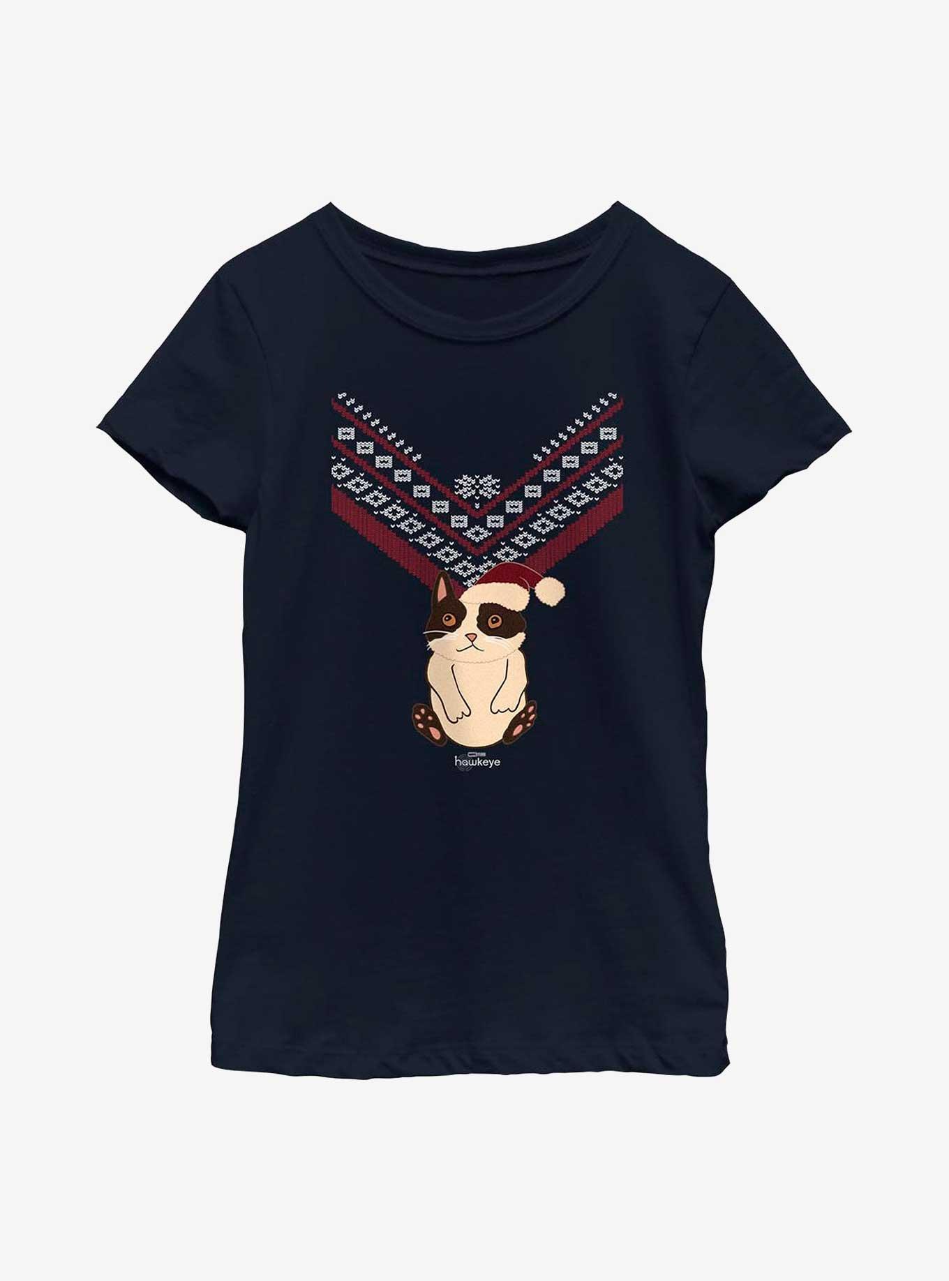 Marvel Hawkeye Cat Sweater Pattern Youth Girls T-Shirt, , hi-res