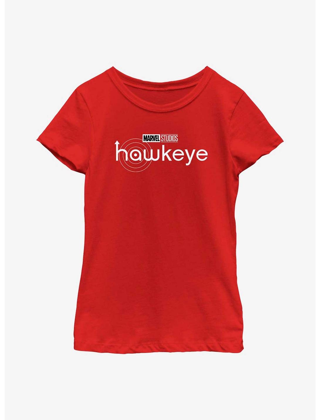 Marvel Hawkeye White Logo Youth Girls T-Shirt, RED, hi-res