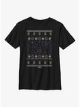 Marvel Hawkeye Christmas Sweater Pattern Youth T-Shirt, BLACK, hi-res