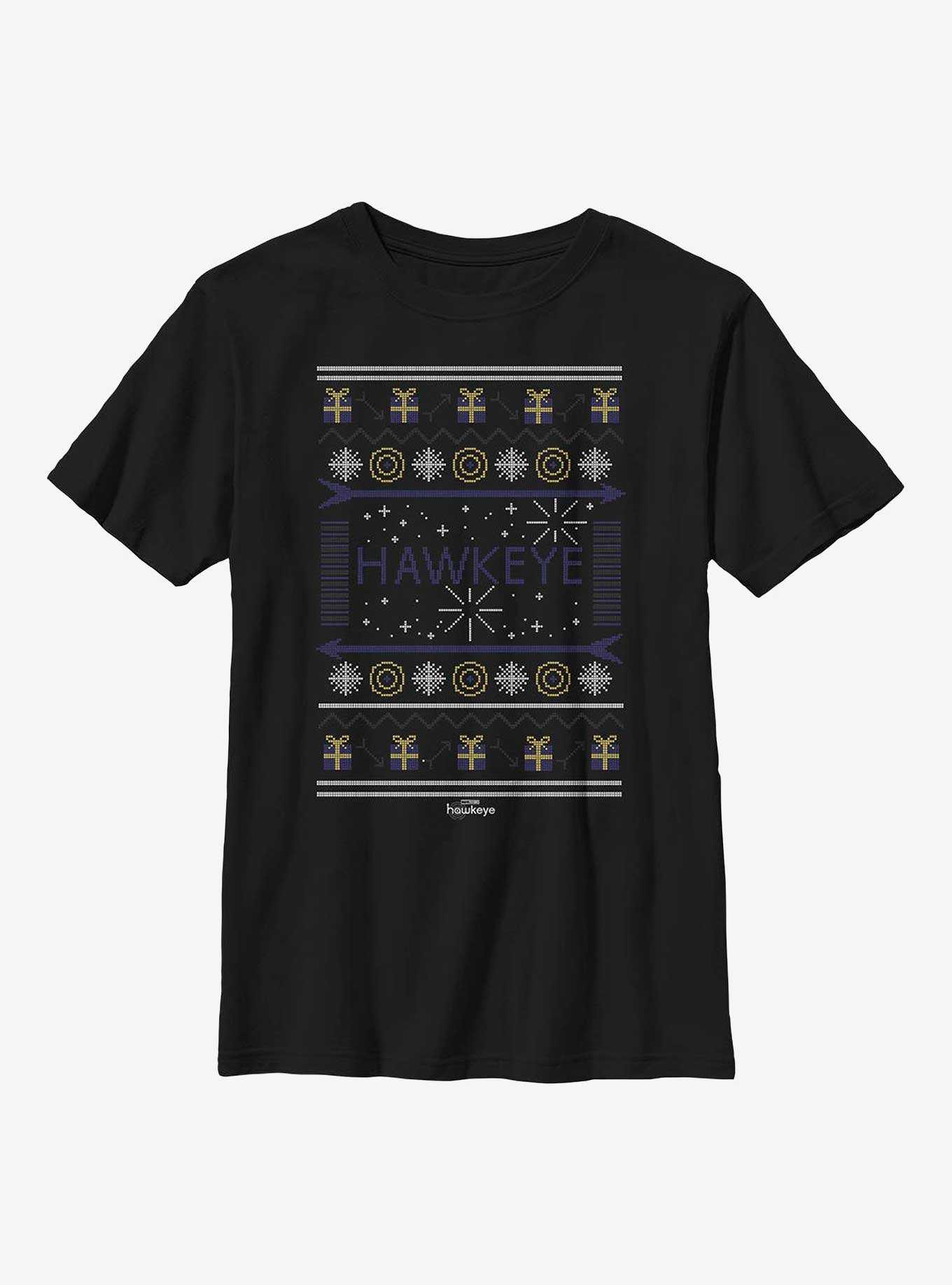 Marvel Hawkeye Christmas Sweater Pattern Youth T-Shirt, , hi-res