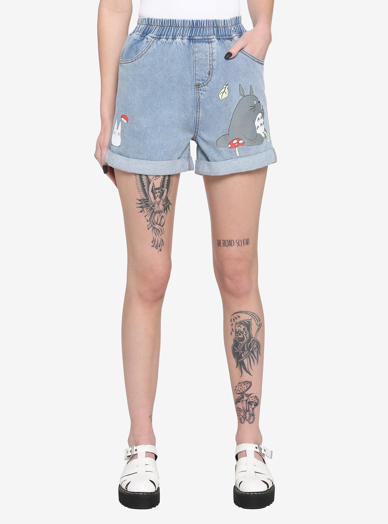 Studio Ghibli My Neighbor Totoro Elastic High-Waisted Denim Shorts