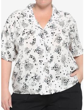 Her Universe Disney Steamboat Willie Girls Woven Button-Up Plus Size, GREY, hi-res