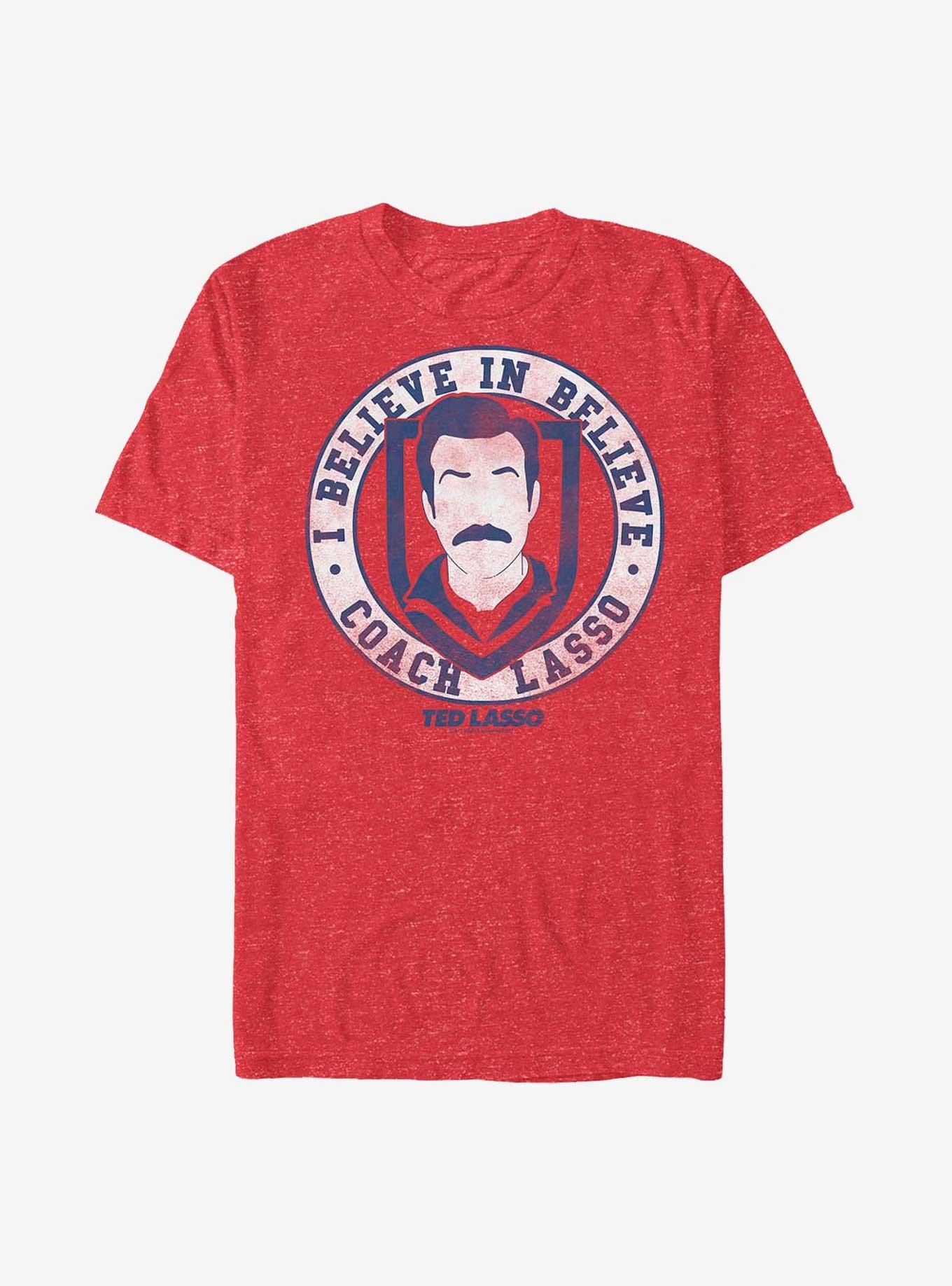 Ted Lasso Coach Lasso Believe T-Shirt, RED HTR, hi-res