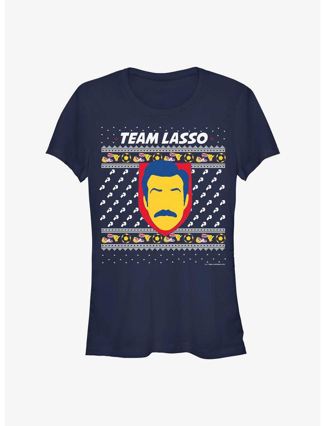 Ted Lasso Team Lasso Ugly Sweater Girls T-Shirt, NAVY, hi-res