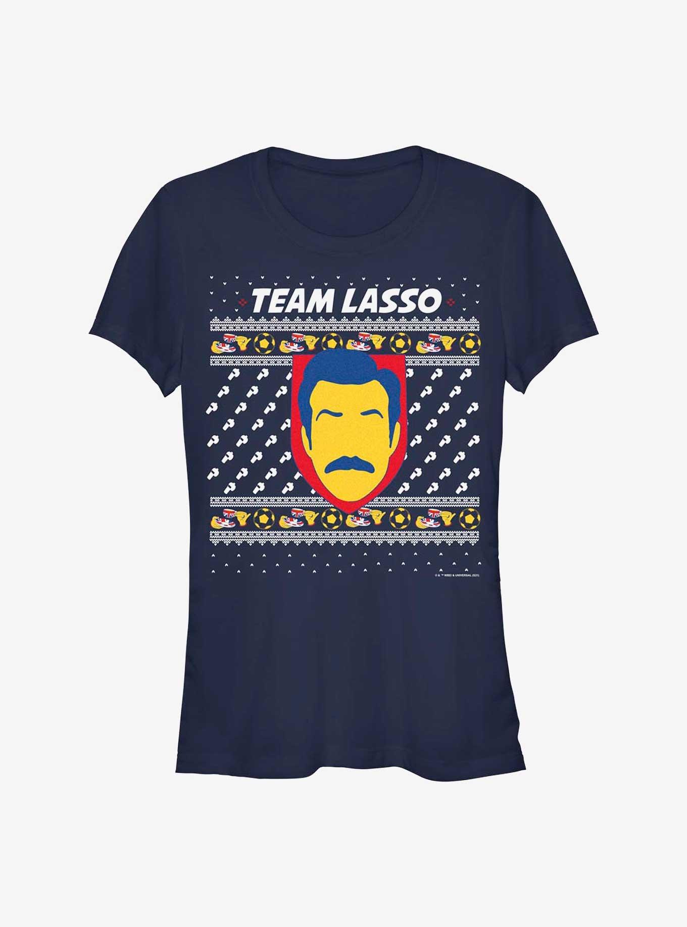 Ted Lasso Team Lasso Ugly Sweater Girls T-Shirt, NAVY, hi-res