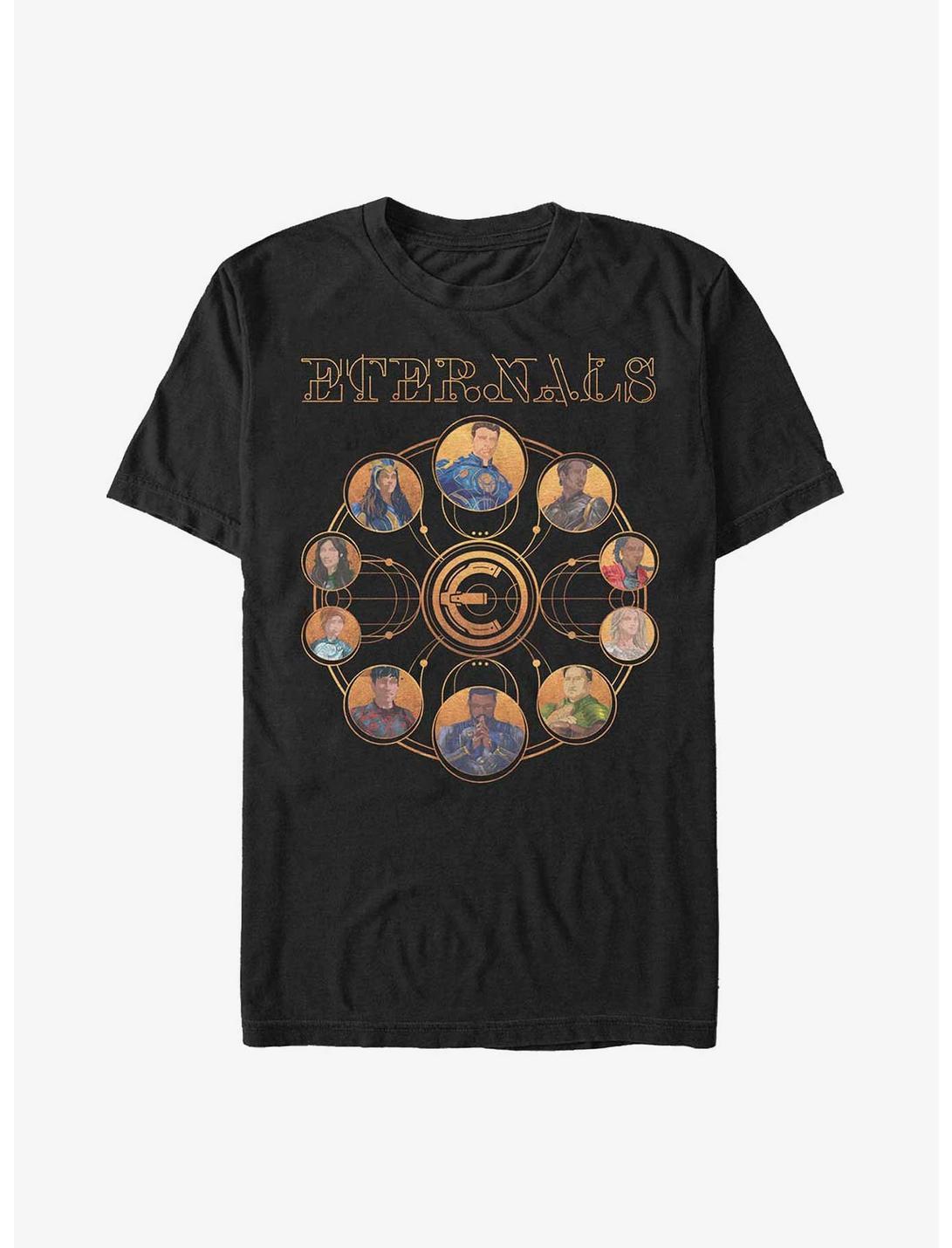 Marvel The Eternals Circular Gold Heroes T-Shirt, BLACK, hi-res