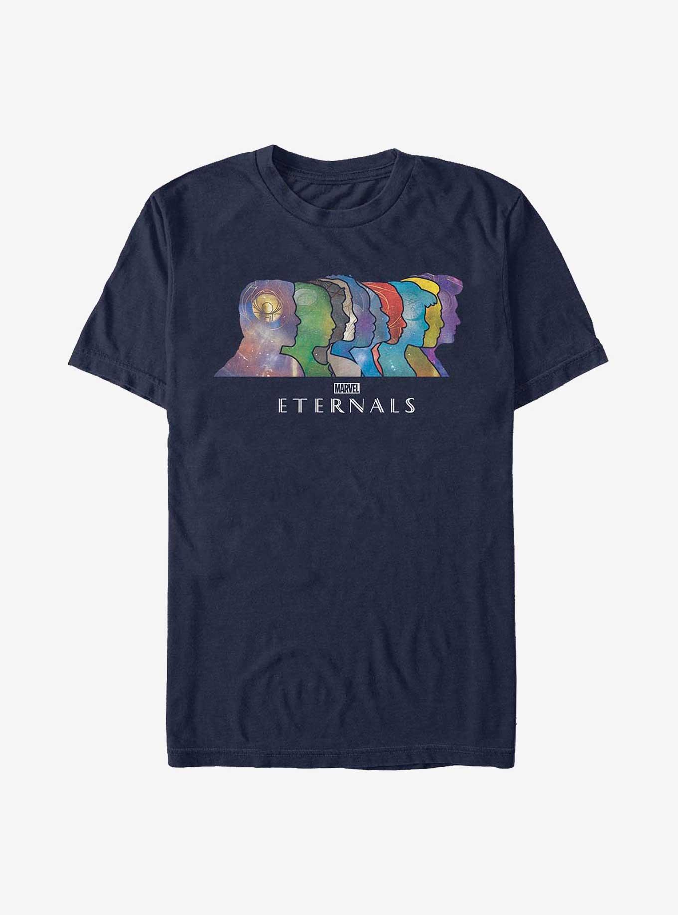 Marvel The Eternals Silhouette Head Lineup T-Shirt, NAVY, hi-res