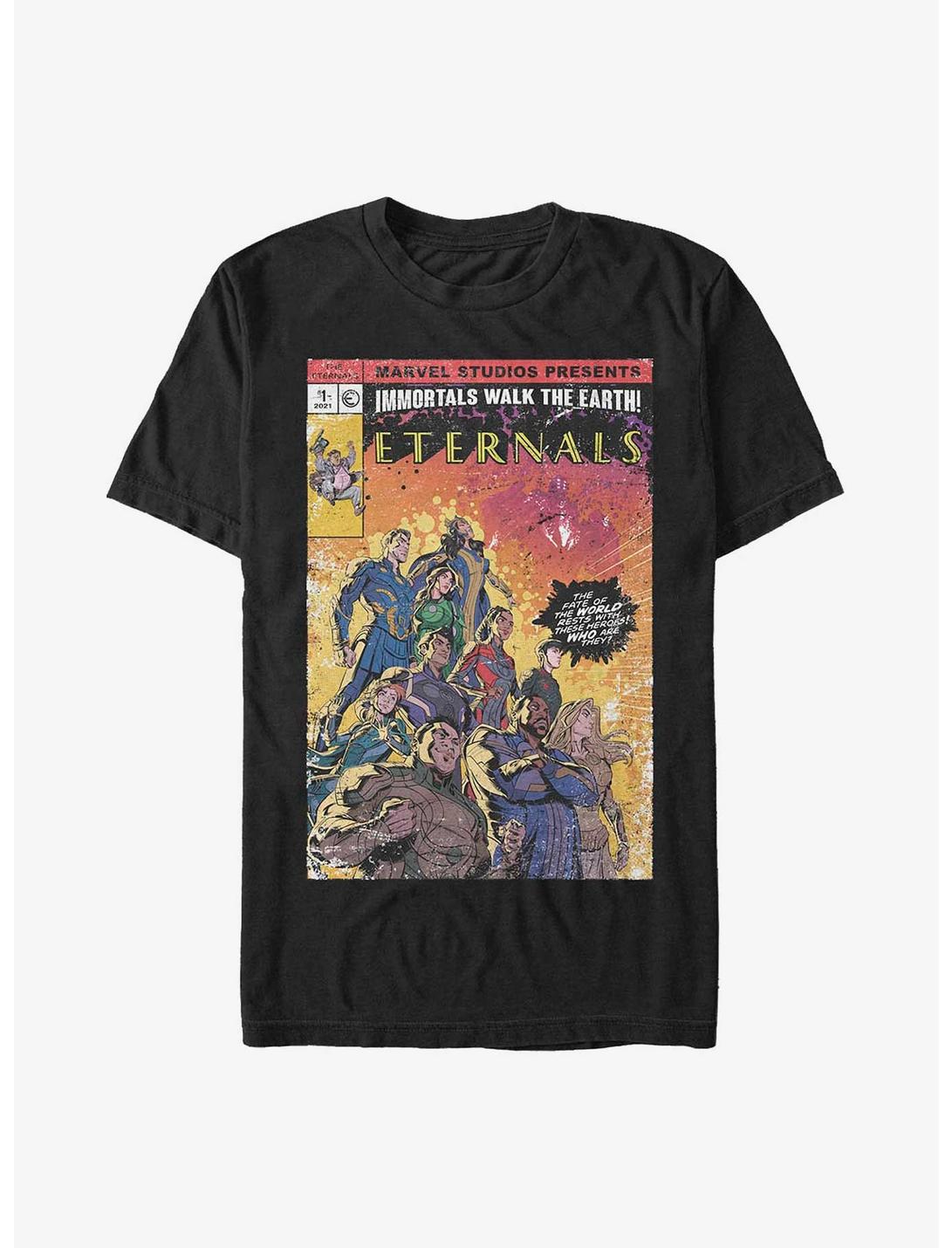 Marvel The Eternals Vintage Style Comic Book Cover T-Shirt, BLACK, hi-res