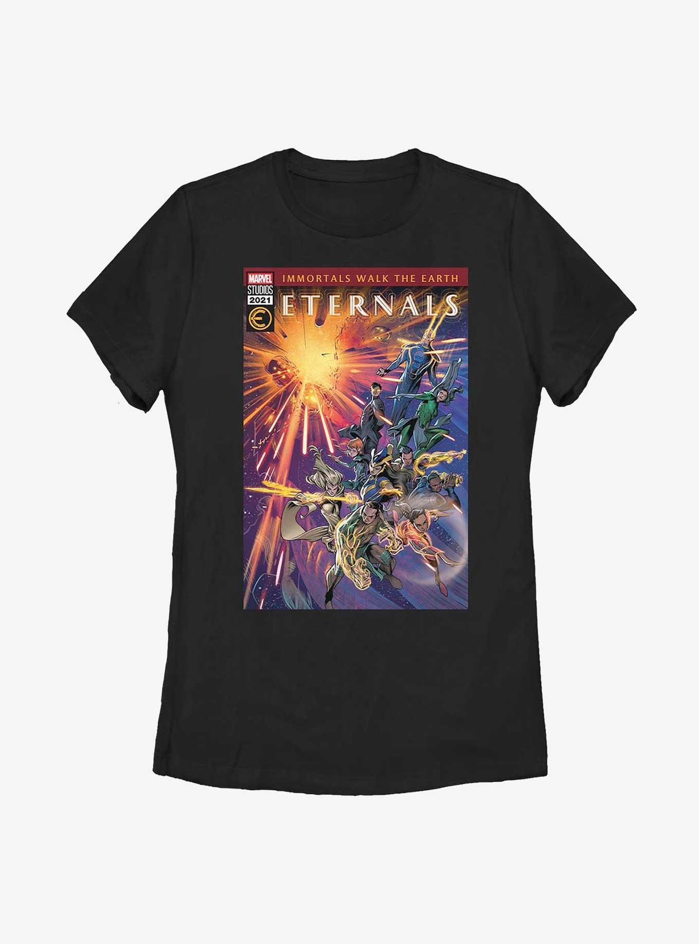 Marvel The Eternals Immortals Walk The Earth Issue Womens T-Shirt, BLACK, hi-res