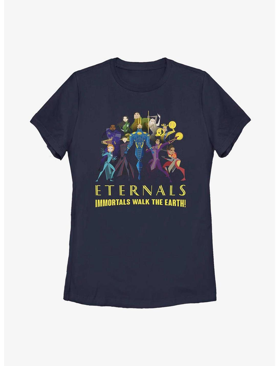 Marvel The Eternals Cartoon Group Shot Womens T-Shirt, NAVY, hi-res