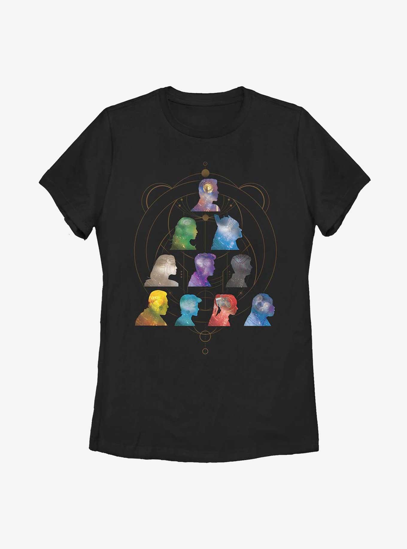 Marvel The Eternals Silhouette Pyramid Heads Womens T-Shirt, BLACK, hi-res