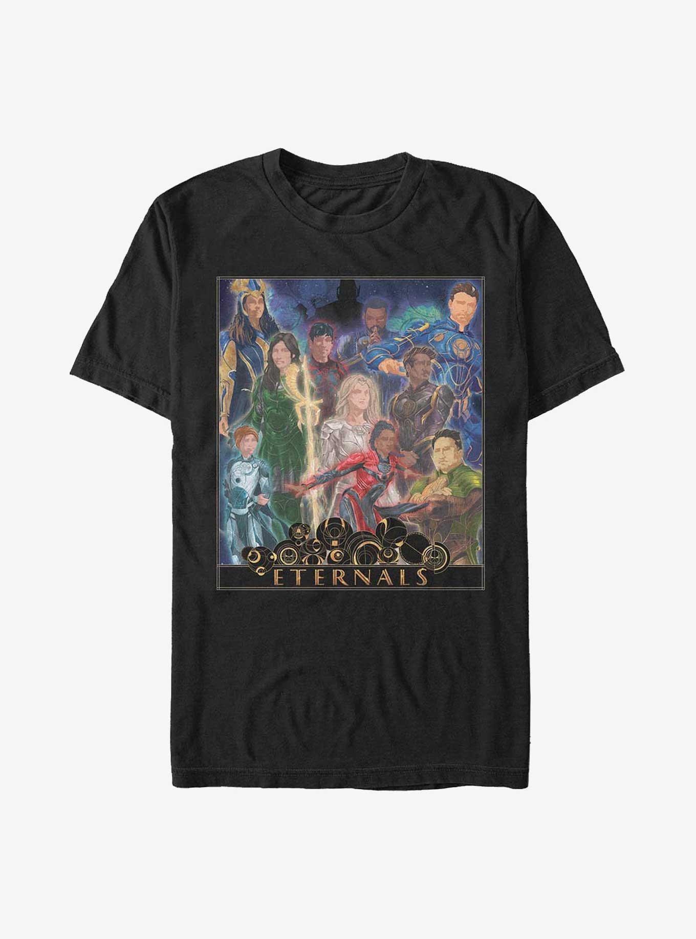 Marvel Eternals Gold Frame Poster T-Shirt, BLACK, hi-res view 1