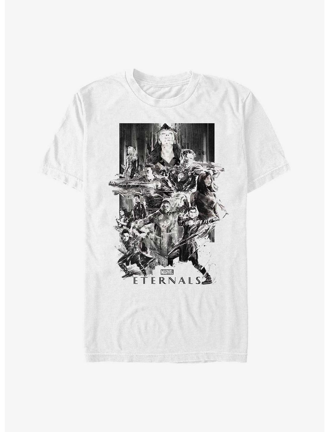 Marvel Eternals Black & White Paint Splatter Poster T-Shirt, WHITE, hi-res