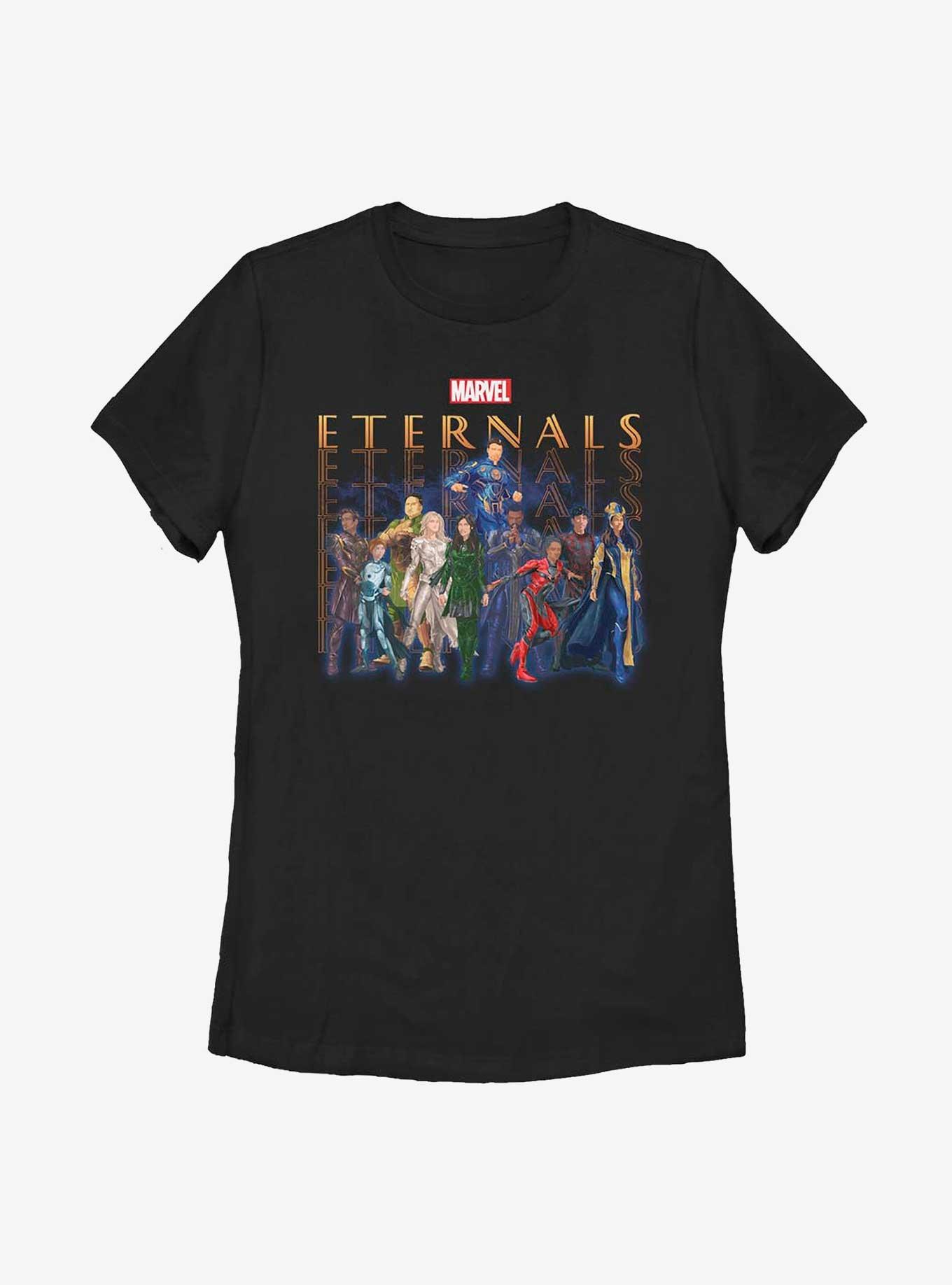 Marvel Eternals Repeating Group Womens T-Shirt, BLACK, hi-res