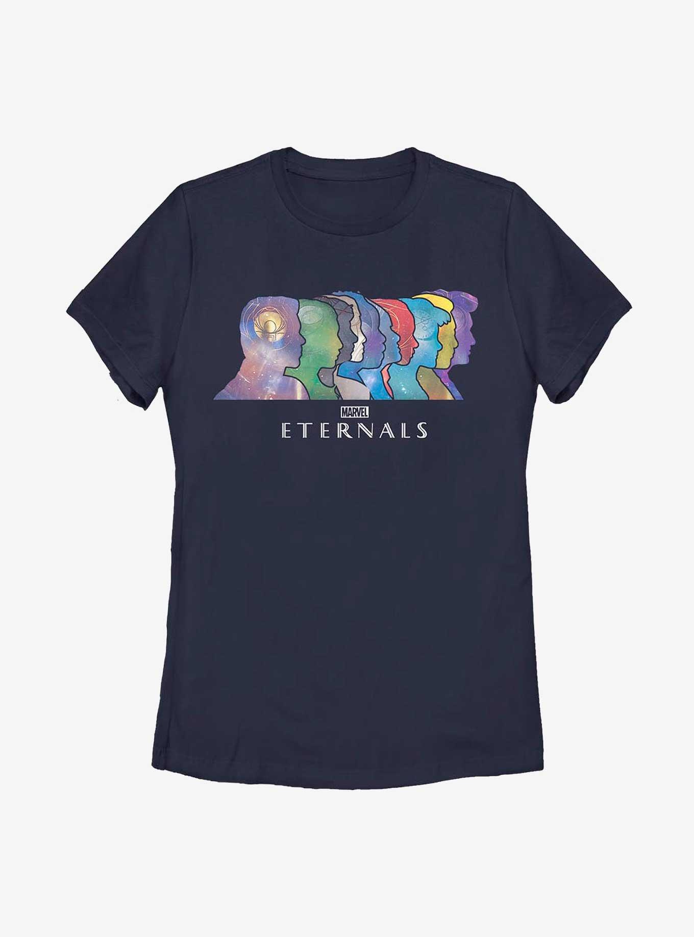 Marvel Eternals Silhouette Head Lineup Womens T-Shirt, NAVY, hi-res