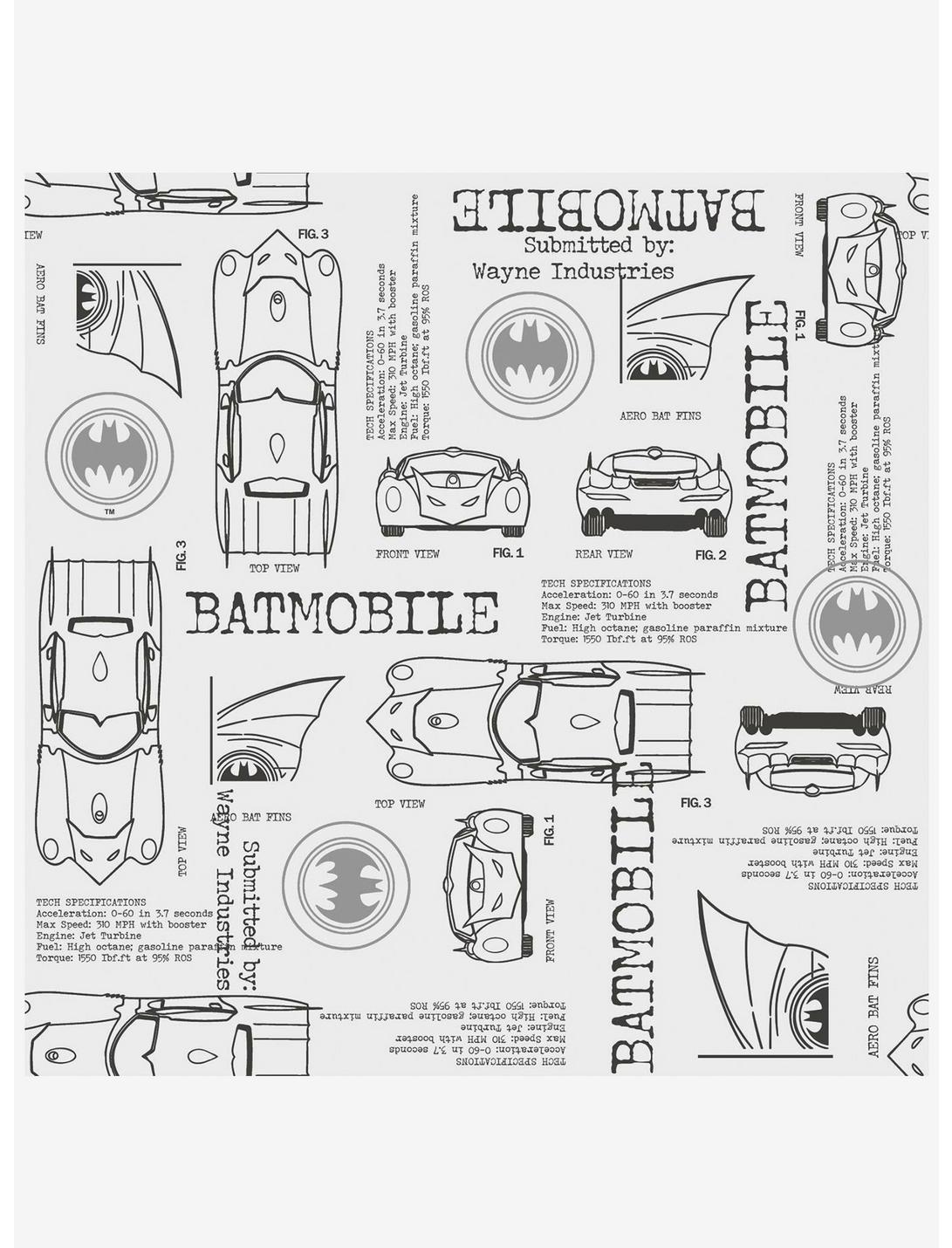 Plus Size DC Comics Batman Batmobile Blueprint Peel & Stick Wallpaper, , hi-res