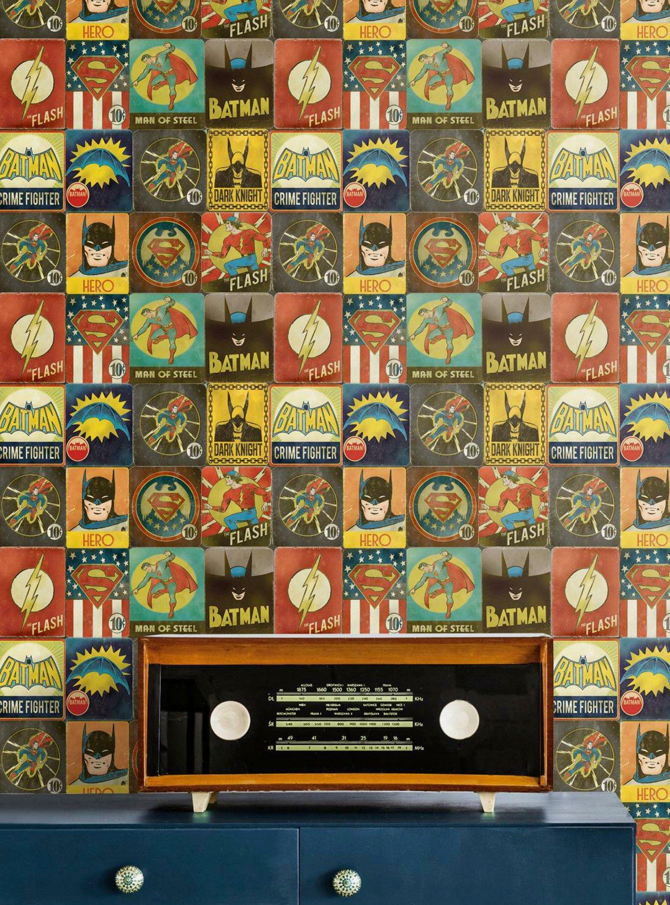 DC Comics Justice League Vintage Peel & Stick Wallpaper, , hi-res