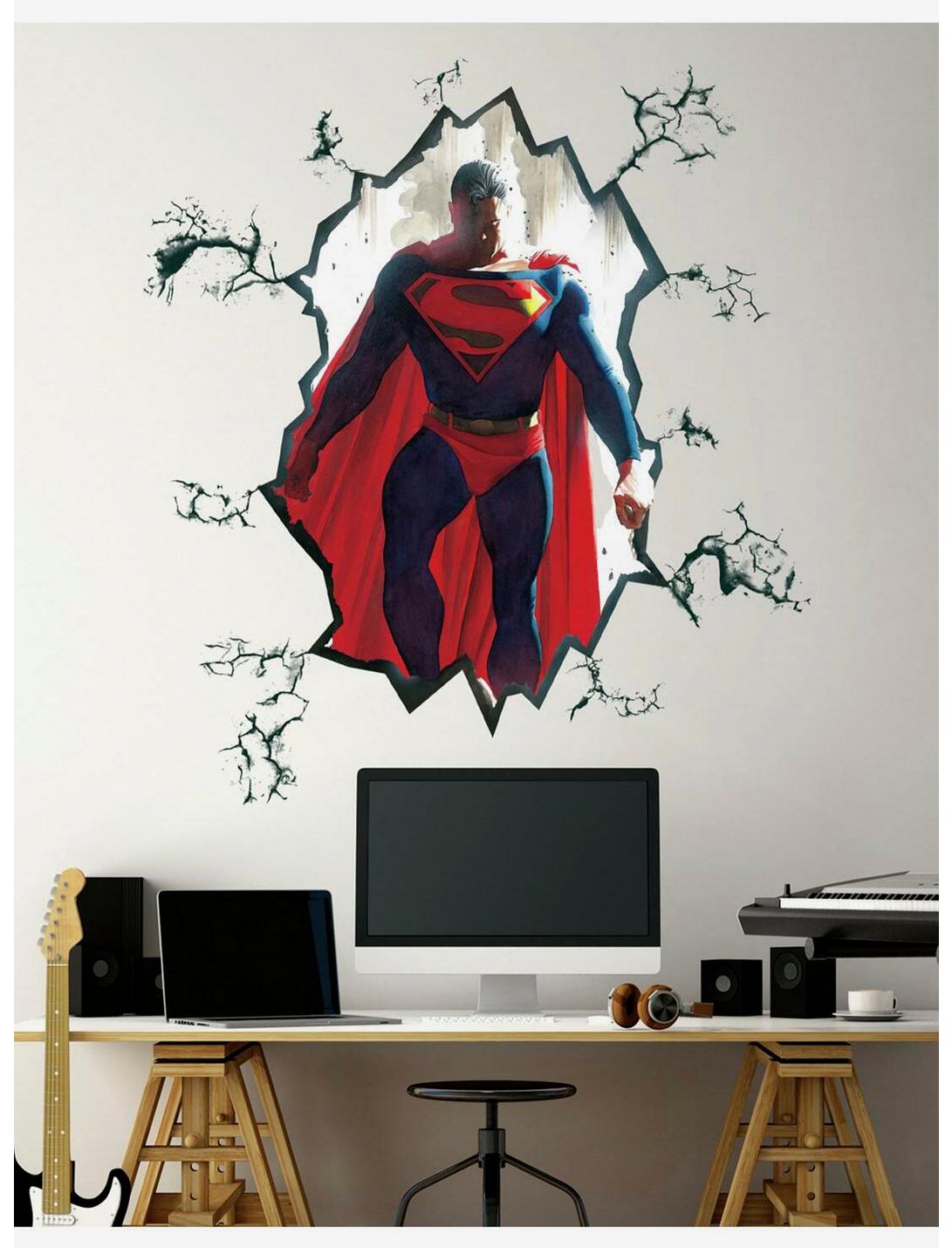 DC Comics Superman Cracked Peel & Stick Giant Wall Decal, , hi-res