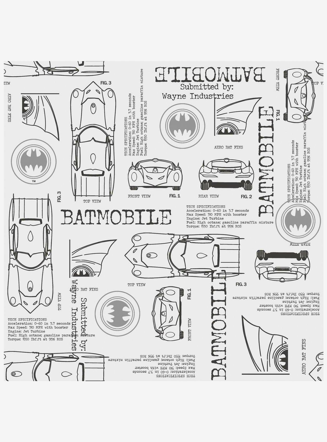 DC Comics Batman Batmobile Blueprint Peel & Stick Wallpaper, , hi-res