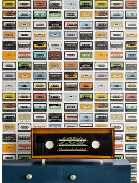 Retro Cassette Peel & Stick Wallpaper, , hi-res