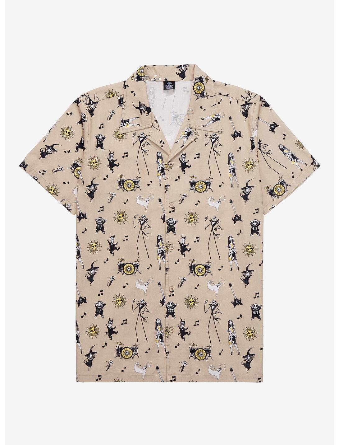 Disney The Nightmare Before Christmas Music Instruments Woven Button-Up - BoxLunch Exclusive, TAN/BEIGE, hi-res
