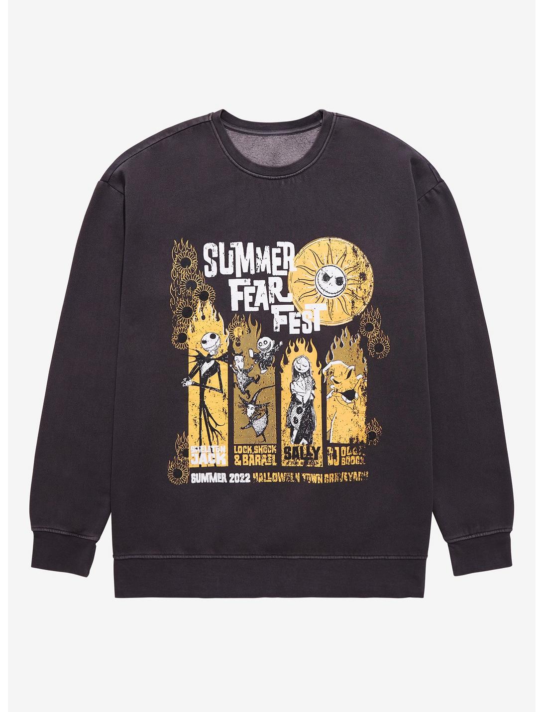Disney The Nightmare Before Christmas Characters Summer Fear Fest Crewneck - BoxLunch Exclusive , ACID BLACK, hi-res