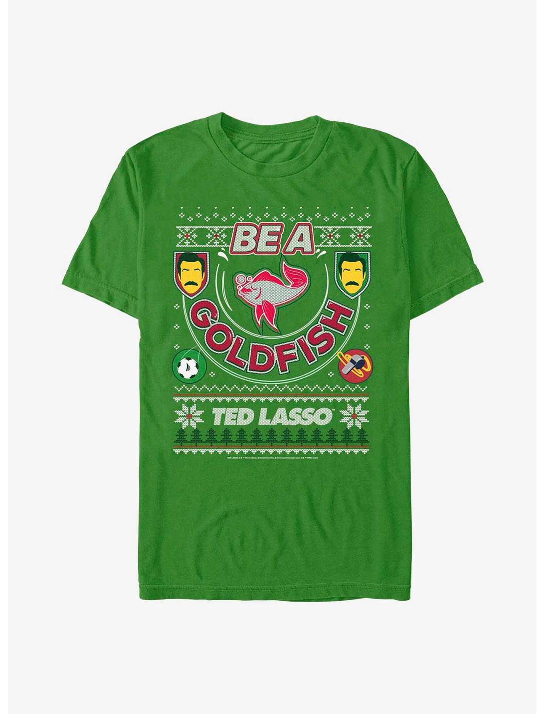 Plus Size Ted Lasso Be A Goldfish Ugly Sweater T-Shirt, KELLY, hi-res