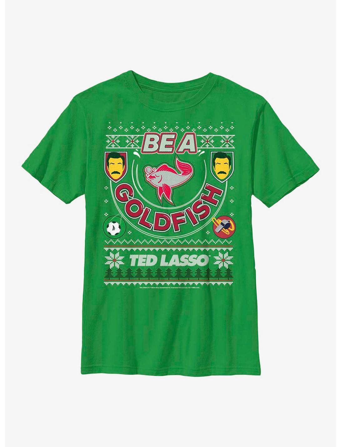 Ted Lasso Be A Goldfish Ugly Sweater Youth T-Shirt, KELLY, hi-res
