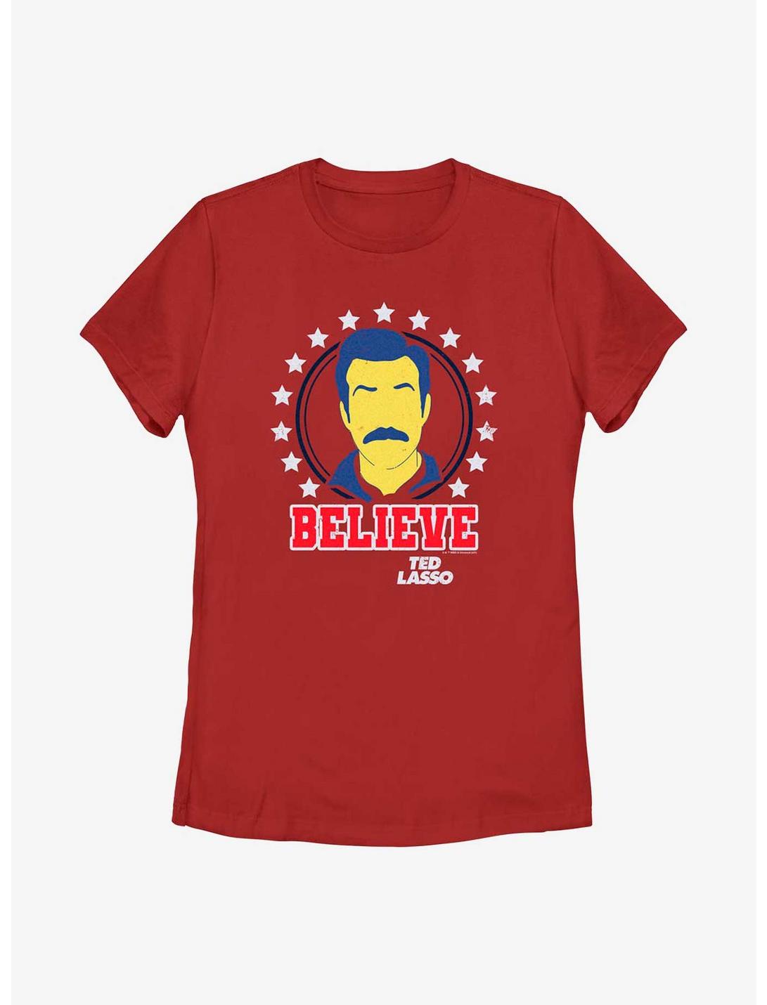 Ted Lasso Believe Stars Womens T-Shirt, RED, hi-res