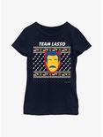 Ted Lasso Team Lasso Ugly Sweater Youth Girls T-Shirt, NAVY, hi-res