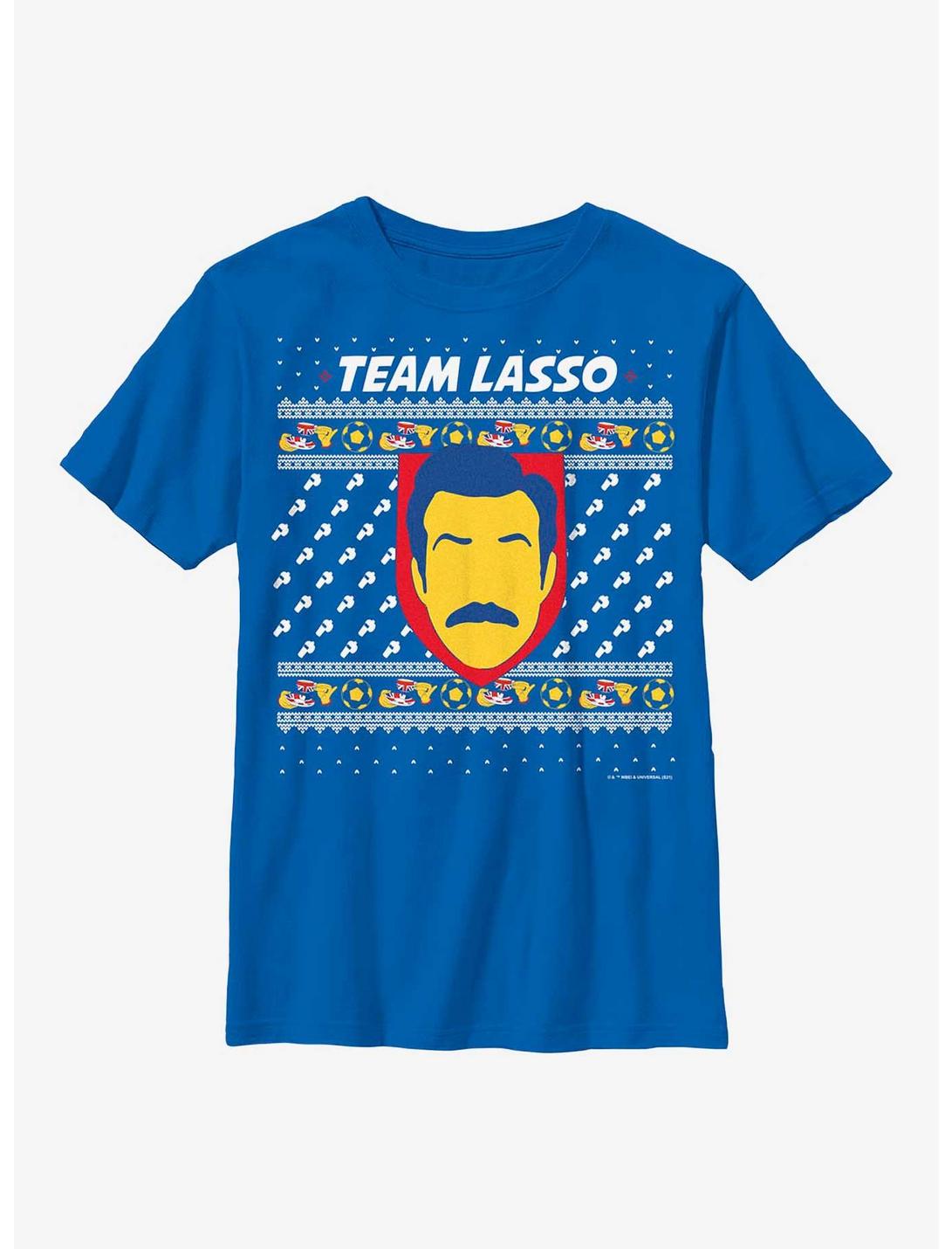 Plus Size Ted Lasso Team Lasso Ugly Sweater Youth T-Shirt, ROYAL, hi-res