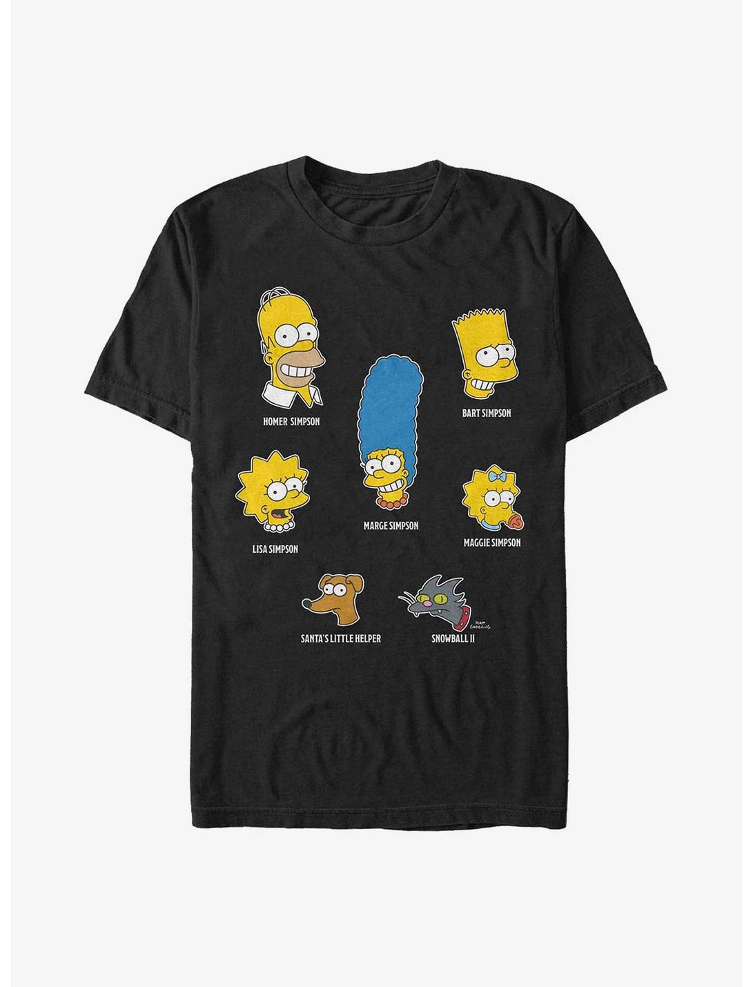 The Simpsons Family Faces T-Shirt, BLACK, hi-res