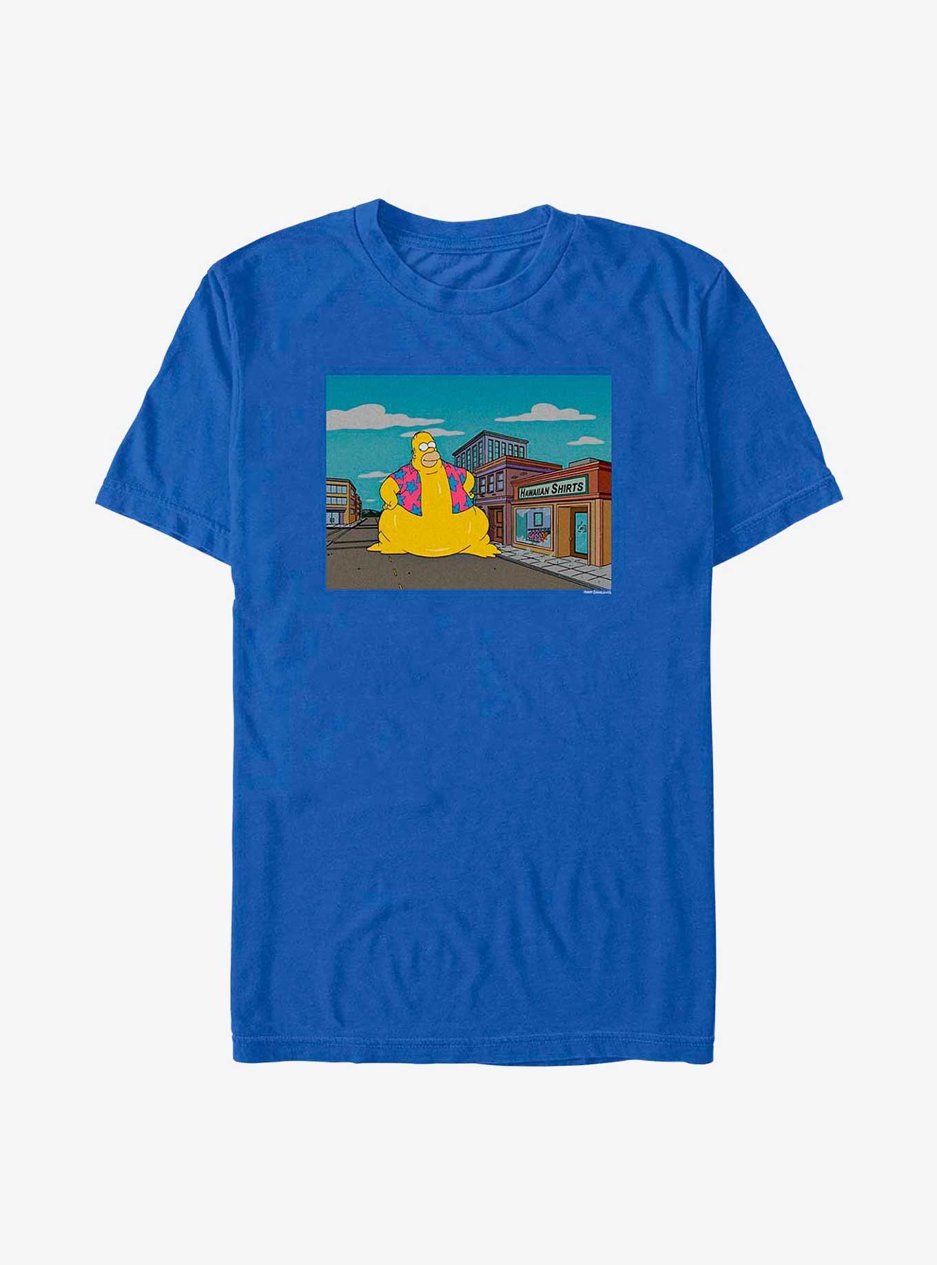 The Simpsons Hawaiian Homer T-Shirt, ROYAL, hi-res