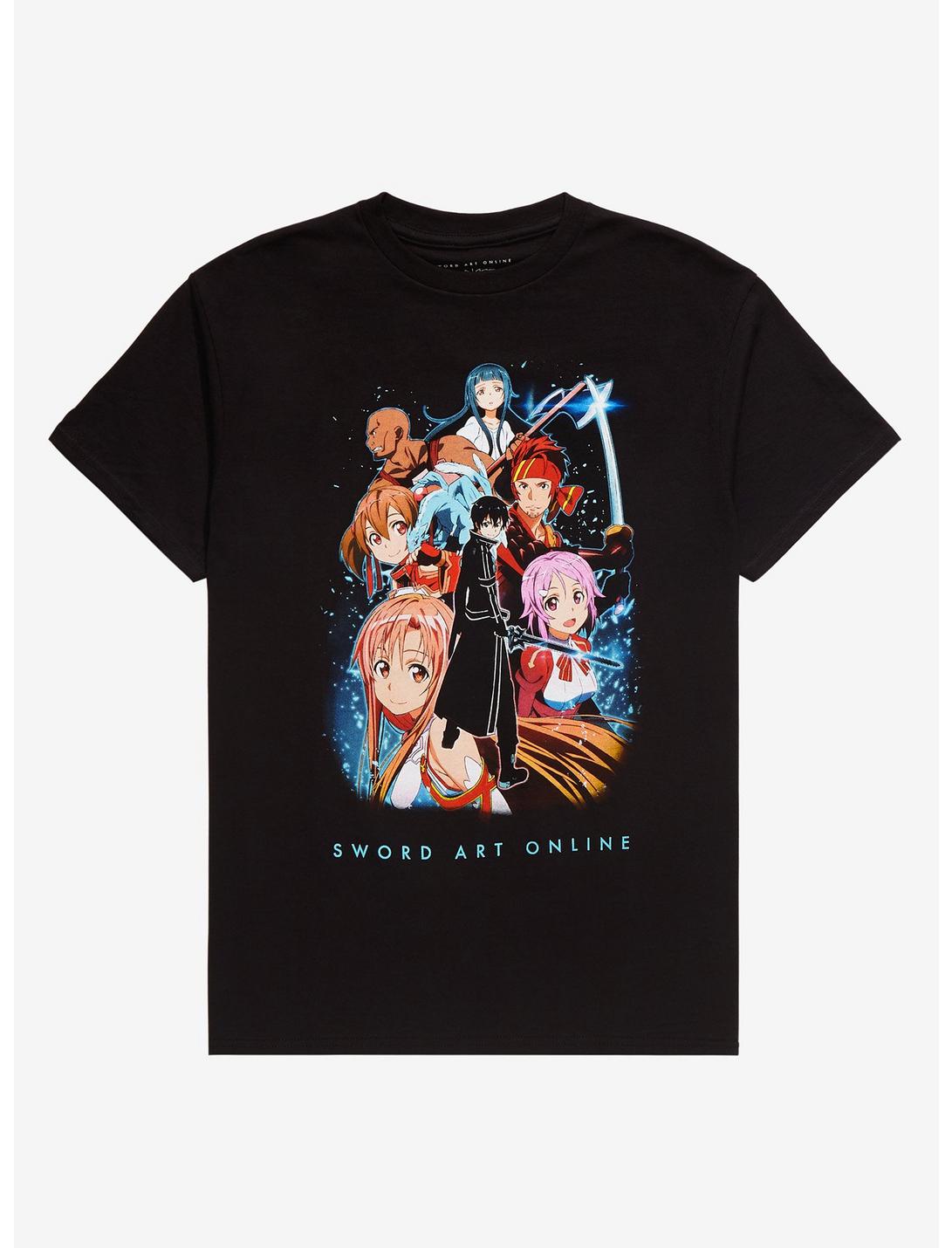 Sword Art Online Group Poster T-Shirt - BoxLunch Exclusive , BLACK, hi-res