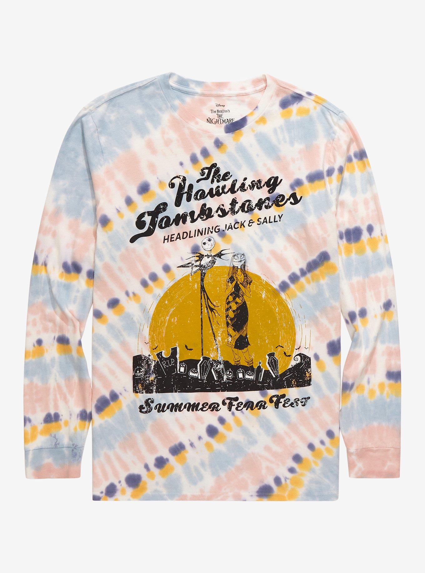 Disney The Nightmare Before Christmas Jack & Sally Summer Fear Fest Tie-Dye Long Sleeve T-Shirt - BoxLunch Exclusive, TIE DYE, hi-res