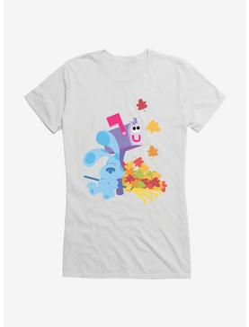 Blue's Clues Mailbox And Blue Autumn Leaves Girls T-Shirt, WHITE, hi-res