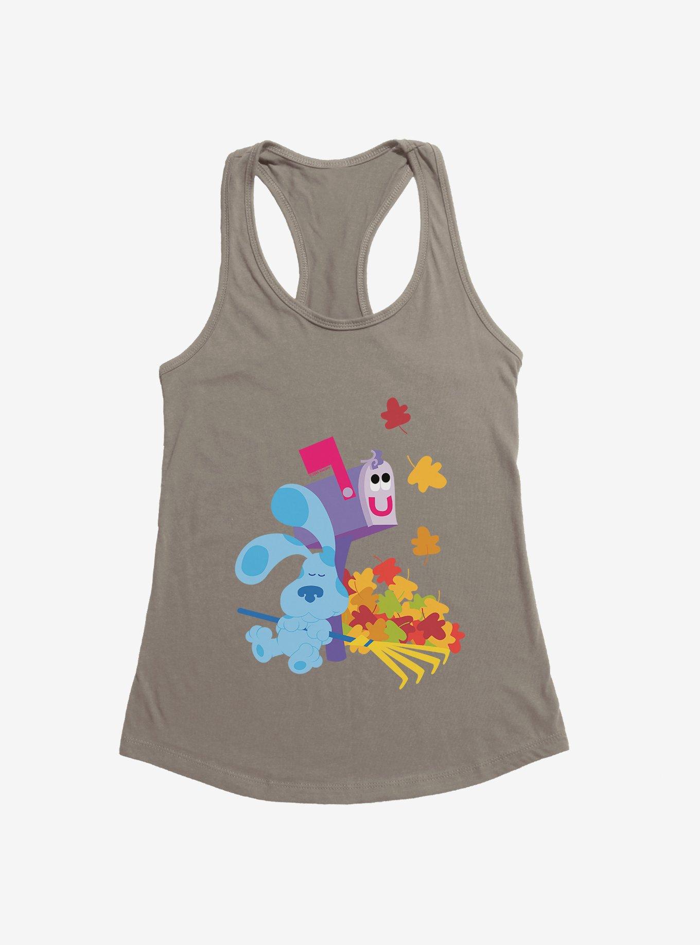 Blue's Clues Mailbox And Blue Autumn Leaves Girls Tank, WARM GRAY, hi-res