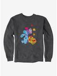 Blue's Clues Mailbox And Blue Autumn Leaves Sweatshirt, CHARCOAL HEATHER, hi-res