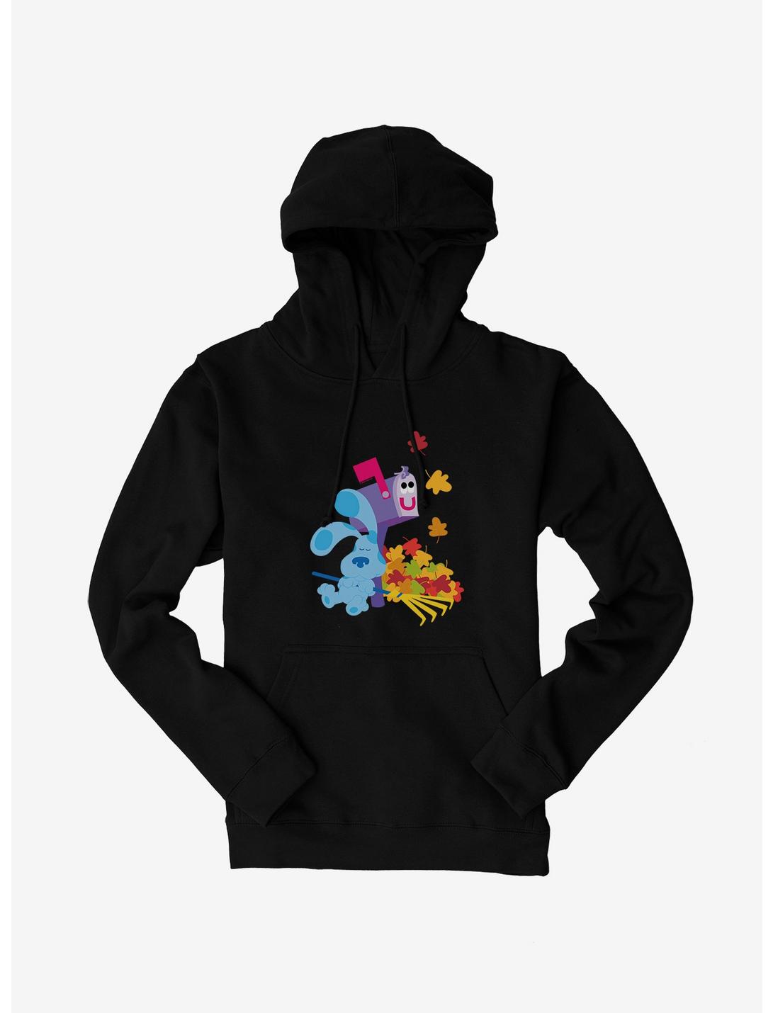 Blue's Clues Mailbox And Blue Autumn Leaves Hoodie, BLACK, hi-res