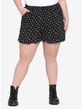 Black & White Mushroom Girls Woven Ruffle Shorts Plus Size, MUSHROOM, hi-res