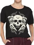 Woodland Witch Skull Girls Crop T-Shirt, CREAM, hi-res