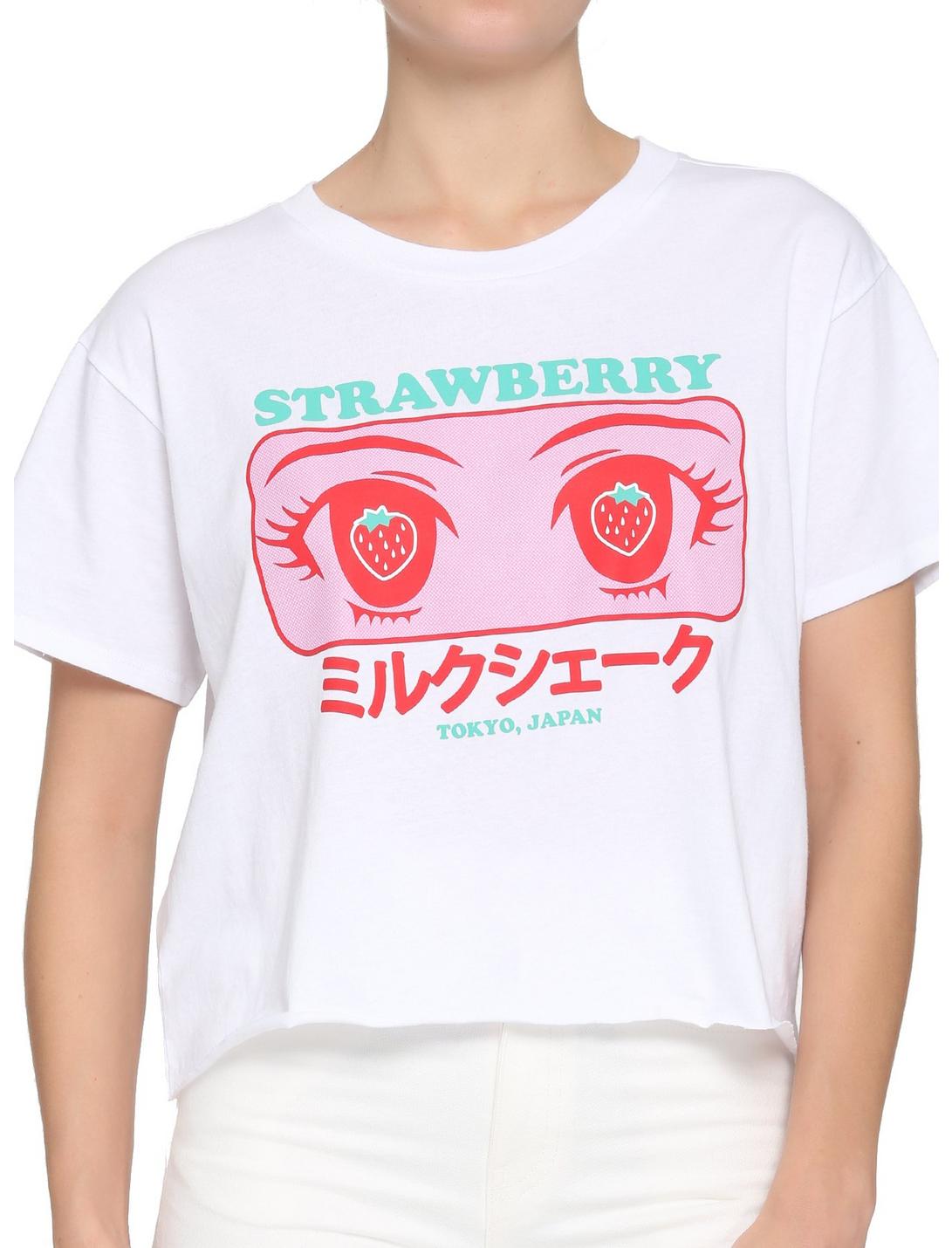 Strawberry Eyes Girls Crop T-Shirt, PINK, hi-res