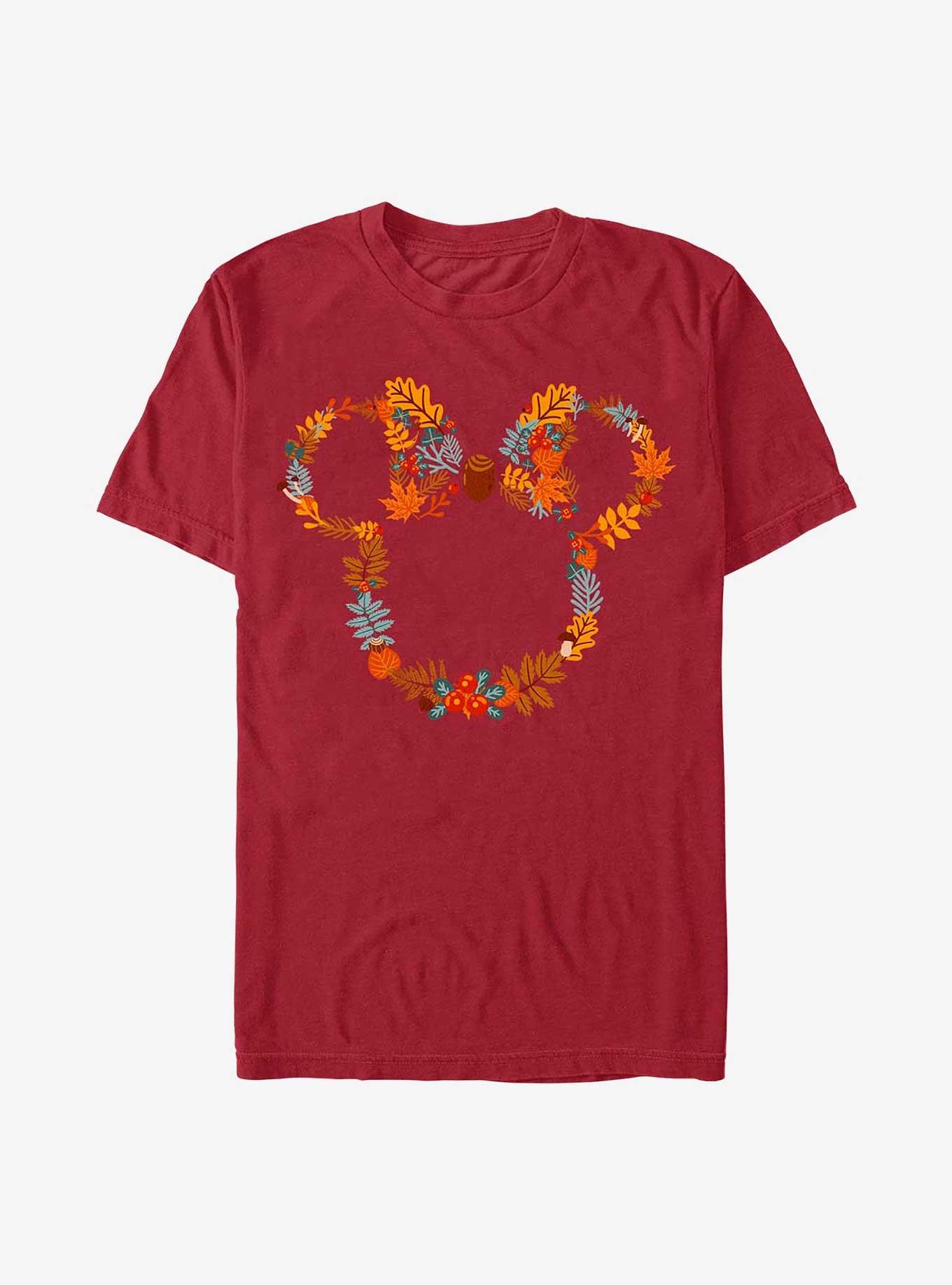 Disney Minnie Mouse Fall Leaf Wreath T-Shirt, CARDINAL, hi-res