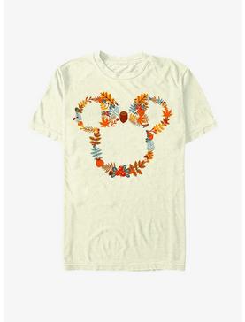 Disney Minnie Mouse Fall Leaf Wreath T-Shirt, NATURAL, hi-res